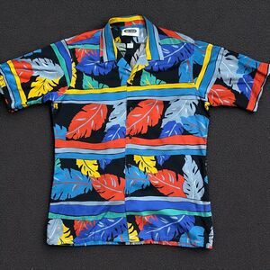 Sea Isle Arrow Vintage 80s Casual Multicolor Rayon Button Front Shirt Men's L